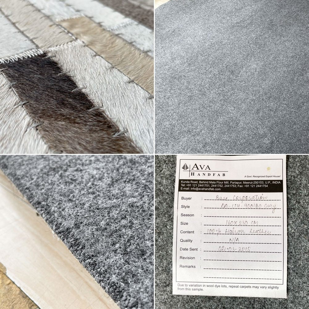 アバ ハンドファブ AVA HANDFAB カウハイド パッチワーク グラデーション カウラグ 160×230ｃｍ 未使用品 ★