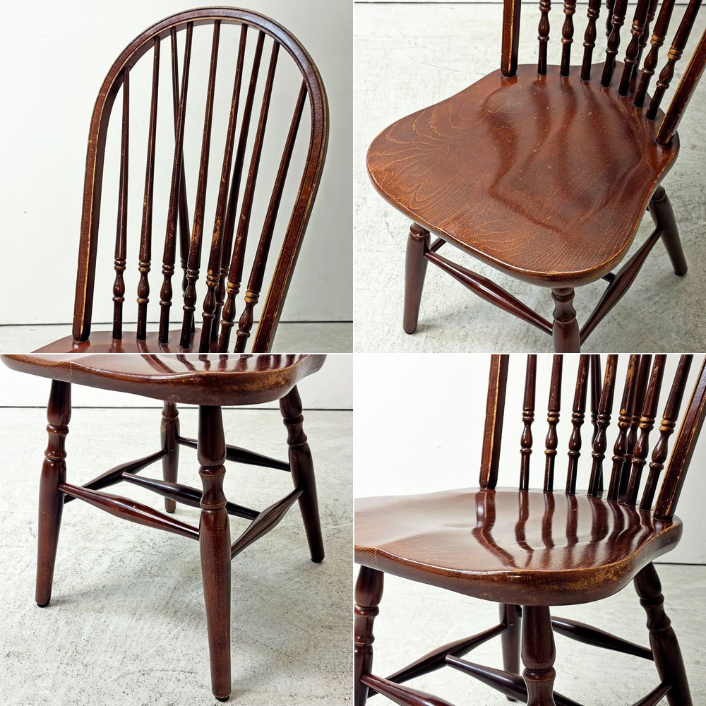 秋田木工 AKIMOKU ビンテージ vintage プレースバッグ ウィンザーチェア ダイニングチェア スポーク クラシカル 英国スタイル A ●