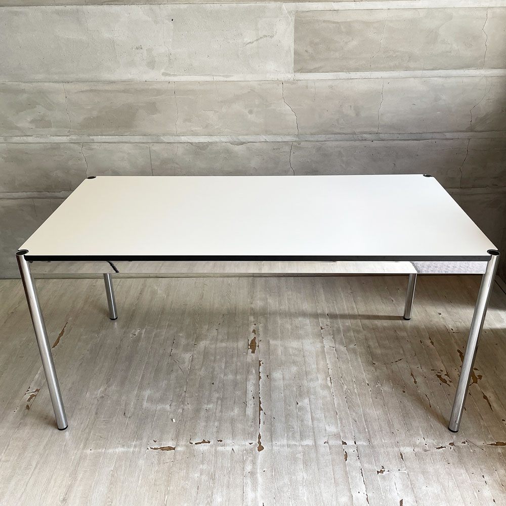 USMハラー USM Haller モジュラーファニチャー ハラーテーブル ワーキングデスク W150cm アジャスター パールグレーラミネート(ホワイト) 高さ調整機能付き スイス ♪