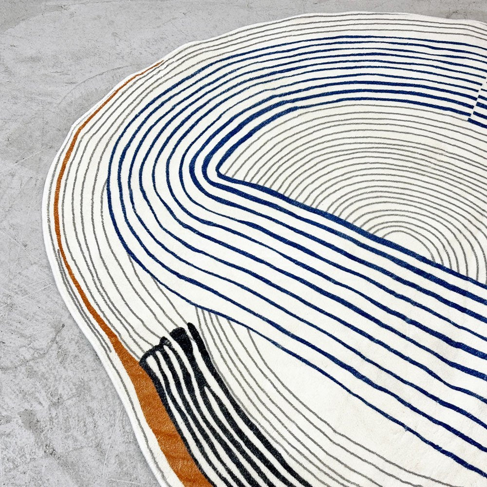 アートラグ Art Rug ラグマット カーペット モノクローム 変形デザイン アシメトリー モダンデザイン W200cm ●