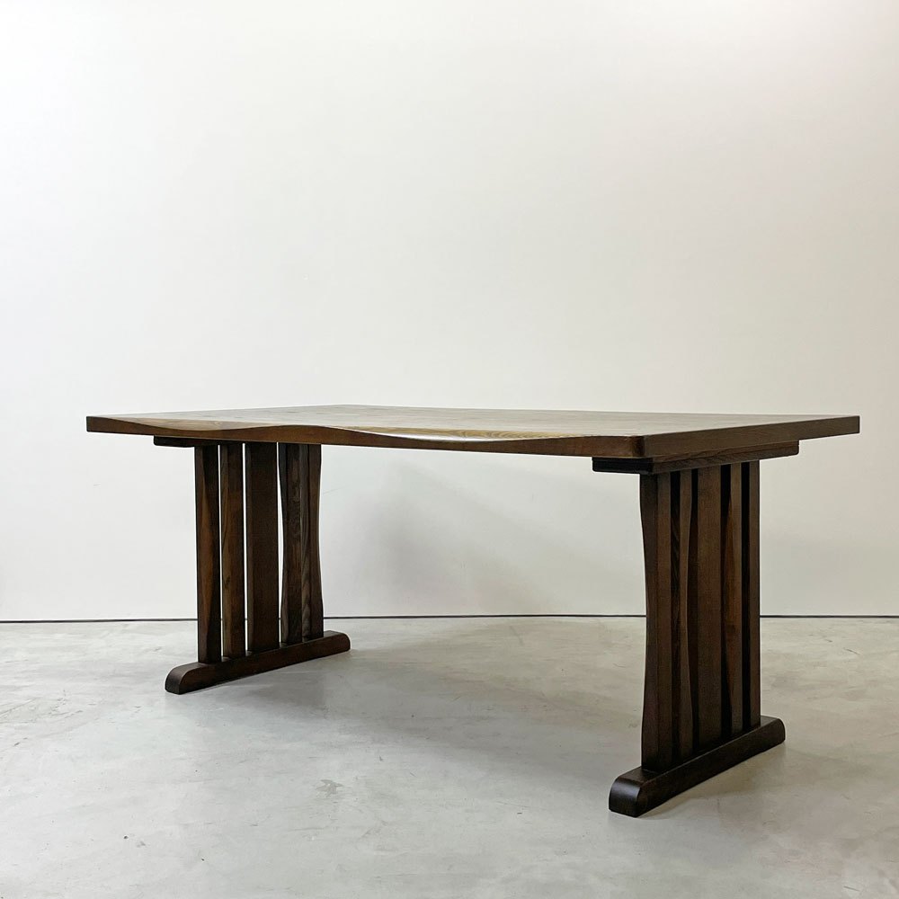 大川家具 鎌倉 ダイニングテーブル オーク材 シンプルデザイン ダークブラウン  W160cm ●