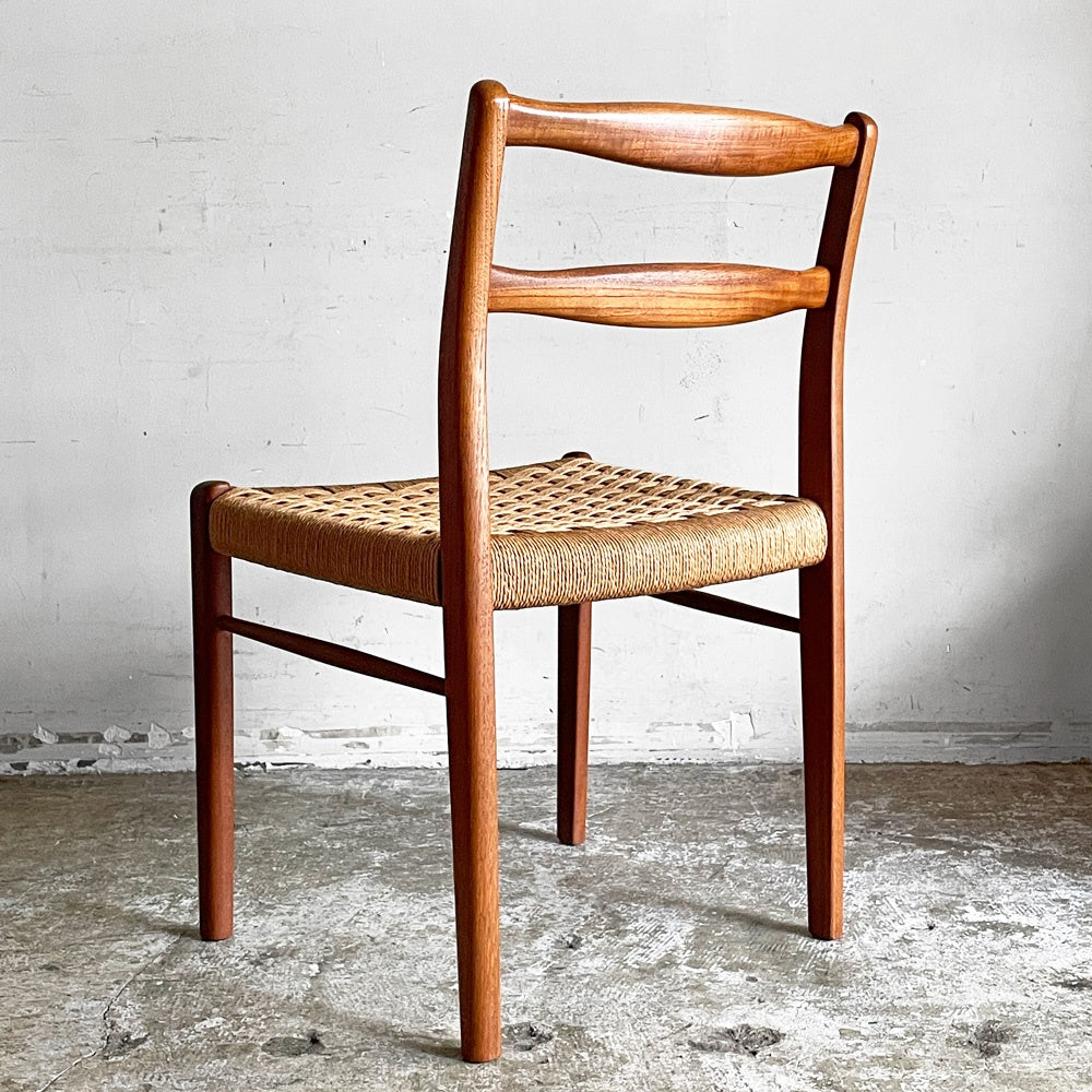 デンマークビンテージ Danish Vintage チーク材ｘペーパーコード ダイニングチェア ラダーバック 北欧家具 北欧ビンテージ ■
