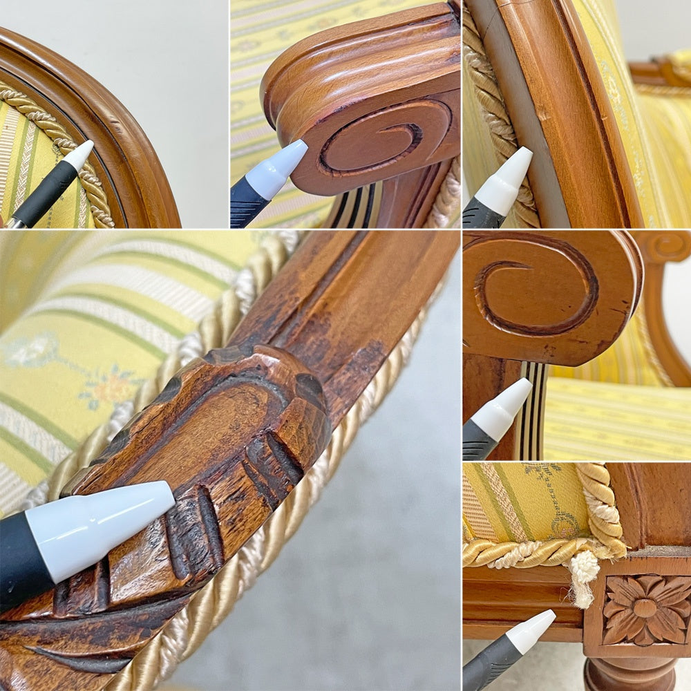 クラシカルデザイン Classical Design  1人掛けソファ ファブリック フルーディング彫り ヨーロピアンクラシカルデザイン B ●