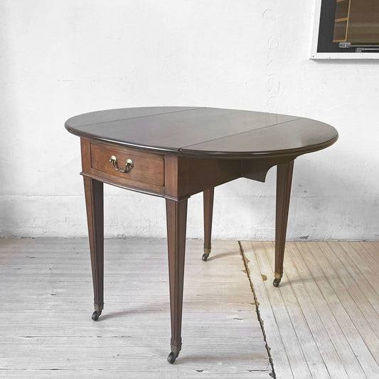 イーセンアーレン Ethan Allen バタフライテーブル Pembroke table on wheel サイドテーブル ラウンド キャスター付き クラシカル 米国家具 ★