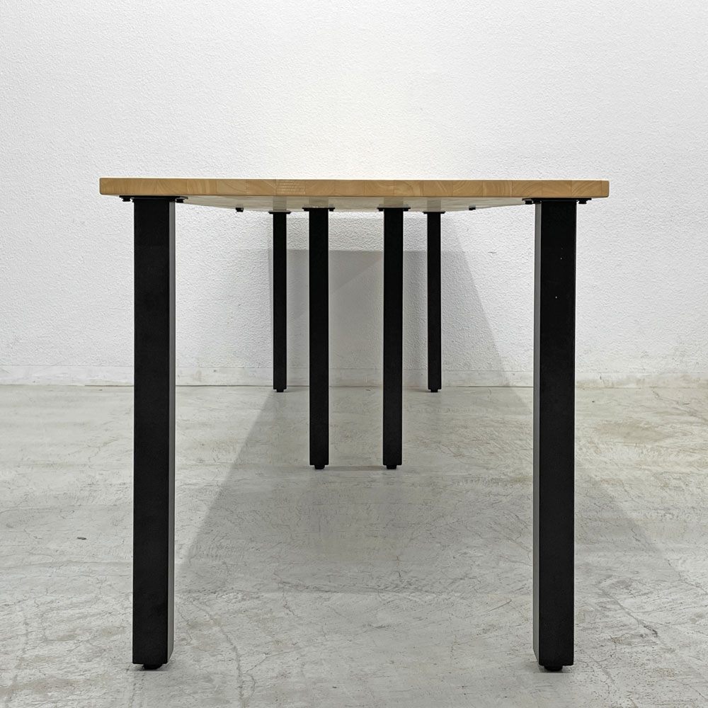 かなでもの KANADEMONO ザ・テーブル THE TABLE デスク ラバーウッド無垢材 W250xD70cm スチール スクエアバーレッグ ブラック B 〓