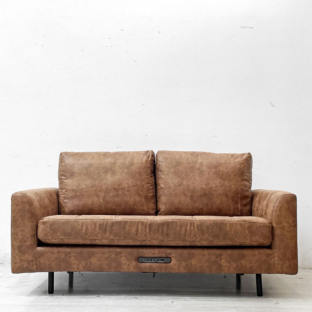ジャーナルスタンダードファニチャー j.s.F ピーエスエフソファ PSF SOFA 2P W151cm 2人掛けソファ レザー調 USB充電 コンセント付属 箱付き ●