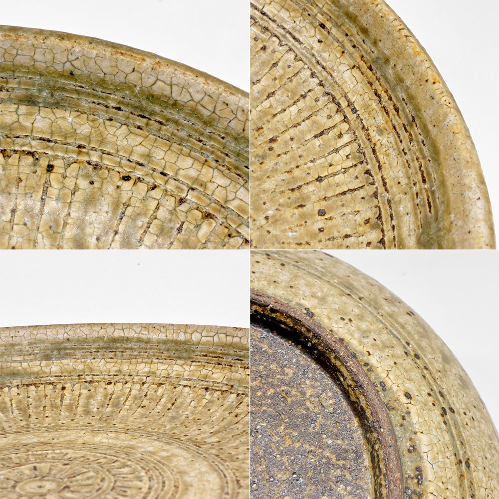 叶谷真一郎 三島深皿 Φ19cm プレート お皿 象嵌技法 現代作家 ●