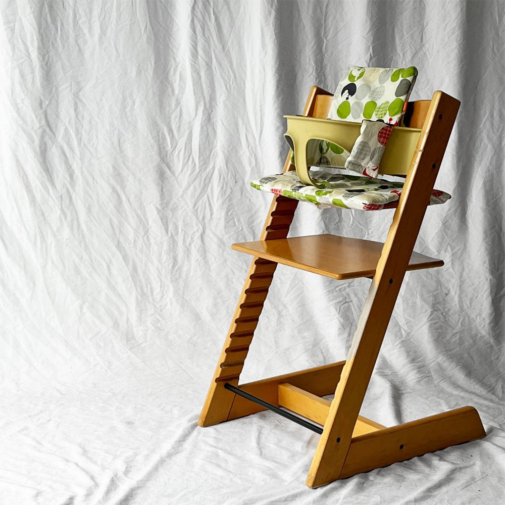 ストッケ STOKKE トリップトラップ TRIPP TRAPP ベビーチェア キッズチェア ベビーセット付き ナチュラル S/N3~ノルウェー 北欧家具 廃番クッション ◇