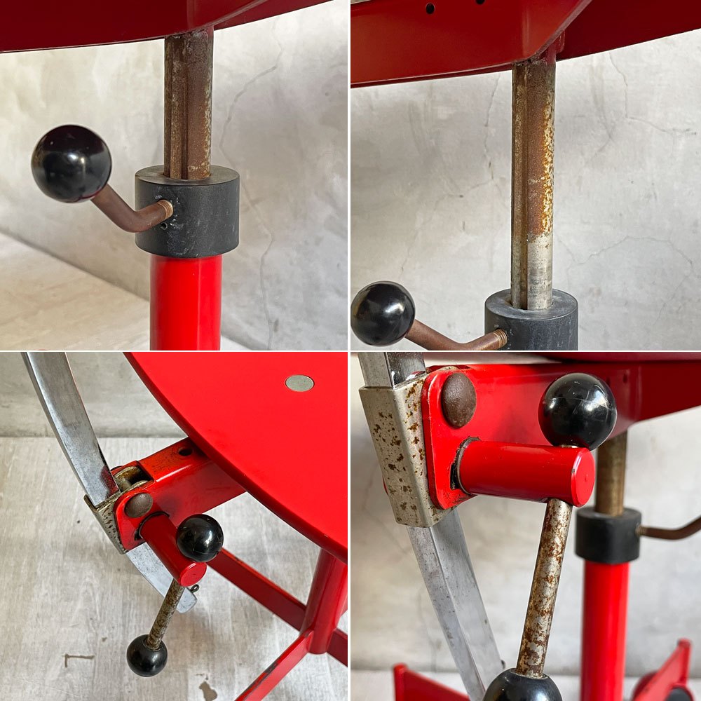 Kettel&Villadsen ケヴィチェア KEVI デスクチェア レッド ミニサイズ 旧4本脚 キャスターベース アナログ昇降 ヨルゲン・ラスムセン デンマークビンテージ  ♪