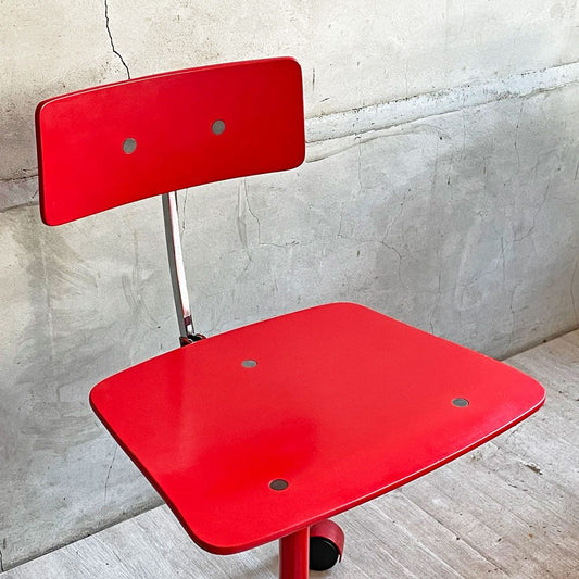 Kettel&Villadsen ケヴィチェア KEVI デスクチェア レッド ミニサイズ 旧4本脚 キャスターベース アナログ昇降 ヨルゲン・ラスムセン デンマークビンテージ  ♪