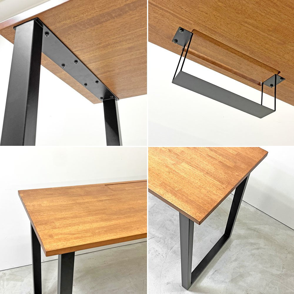 かなでもの KANADEMONO ザ・テーブル THE TABLE スタンディングデスク ラバーウッド材 ブラウン × ブラックスチール脚 W155xH104cm ●