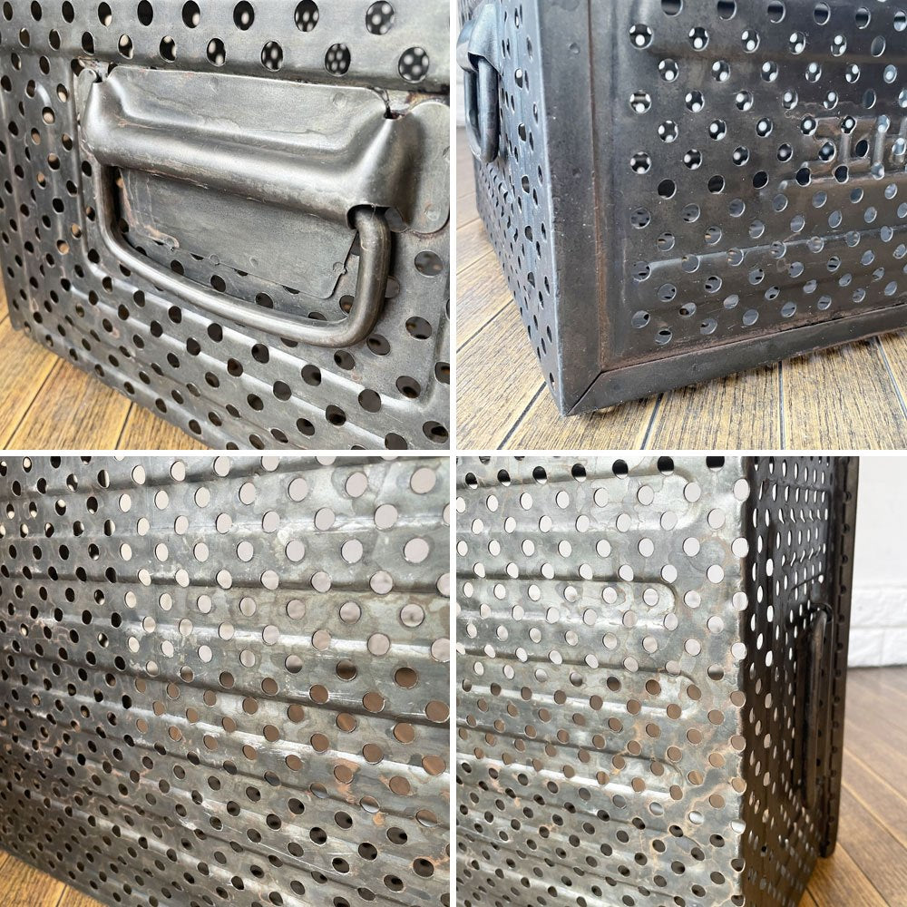 SCHAFER スタッキング ストレージボックス パンチングメタル インダストリアル ドイツビンテージ A ◎