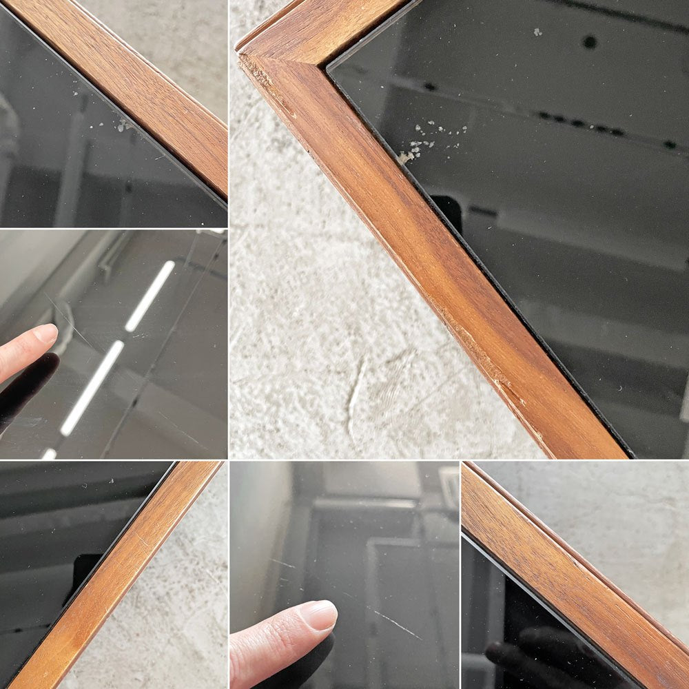 アクタス ACTUS フィーノ FINO CENTER TABLE センターテーブル ローテーブル スクエア W110cm ガラス×ウォールナット材 抽斗付 参考価格￥149,000- 廃番 〓