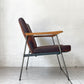トラックファニチャー TRUCK FURNITURE ファロードレザー アームチェア FURROWED-LEATHER ARM CHAIR L-1 ブラウン ナラ無垢材 牛革 定価￥203.500- ★