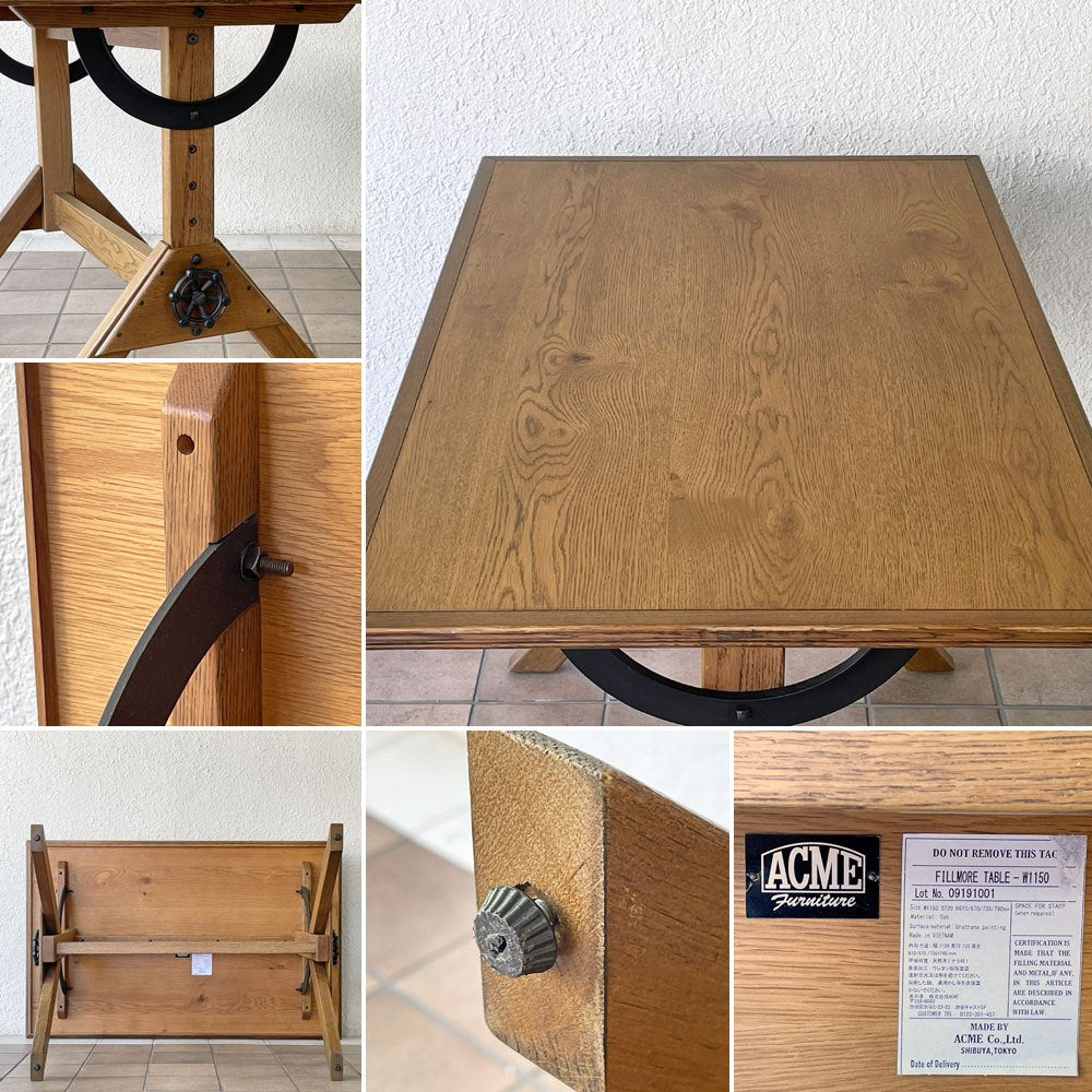 アクメファニチャー ACME Furniture フィルモアテーブル FILLMORE TABLE Sサイズ W115cm オーク材 アイアン インダストリアル ◇