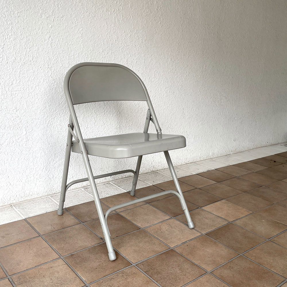 チューブラースチール フォールディングチェア TUBULAR STEEL FOLDING CHAIR 折りたたみ椅子 グレー アメリカ インダストリアル PFS取扱 A ◇