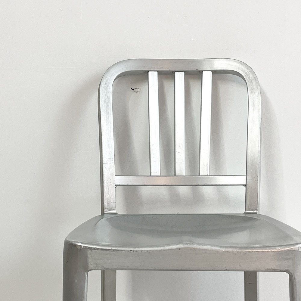 ネイビーバースツール Navy BarStool カウンターチェア リプロダクト アルミニウム インダストリアル デザイン H100cm A ●