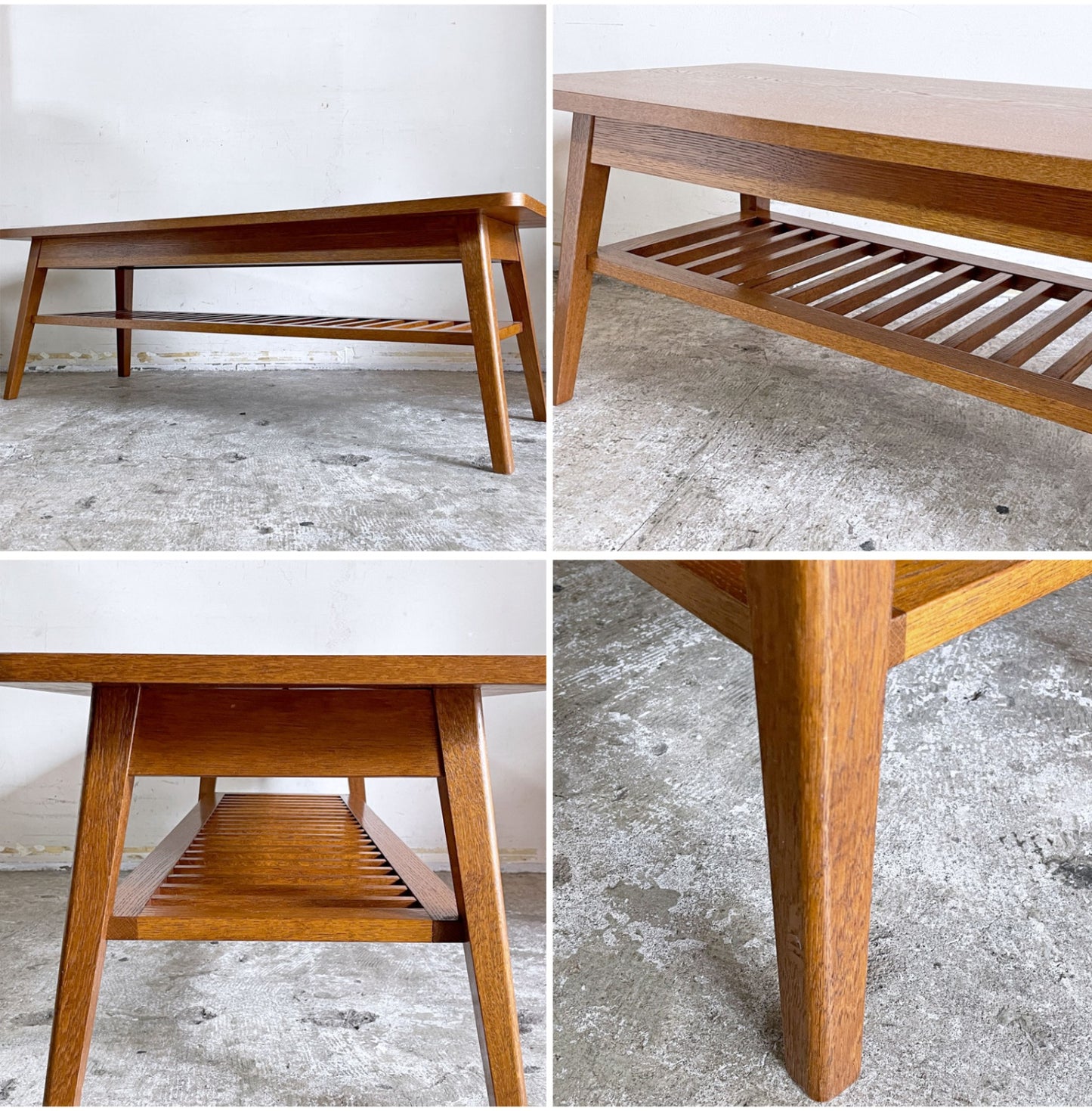 パシフィックファニチャーサービス PACIFIC FURNITURE SERVICE ローテーブル DH TEA TABLE WITH SHELF Lサイズ ダークブラウン ナラ材 P.F.S ■