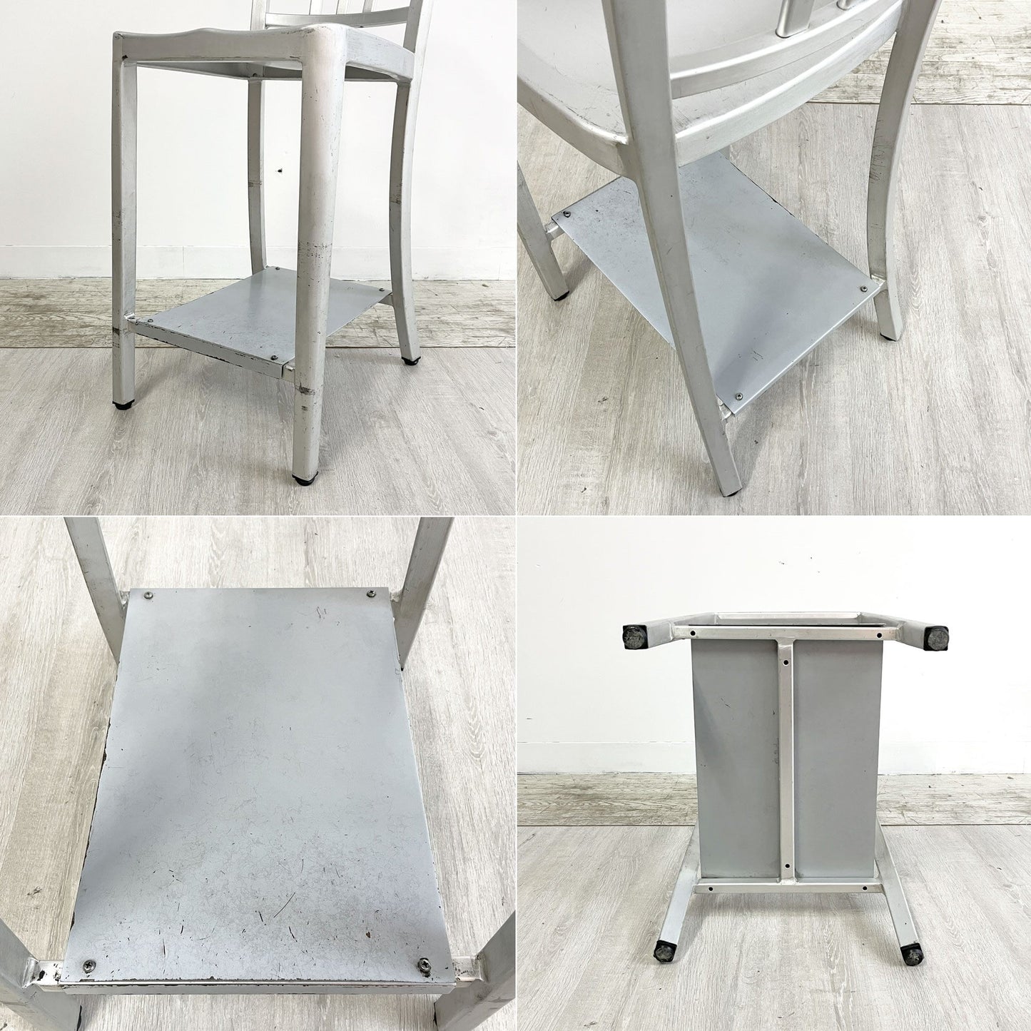 ネイビーバースツール Navy BarStool カウンターチェア リプロダクト アルミニウム インダストリアル デザイン 脚部カット品 H94cm A ●