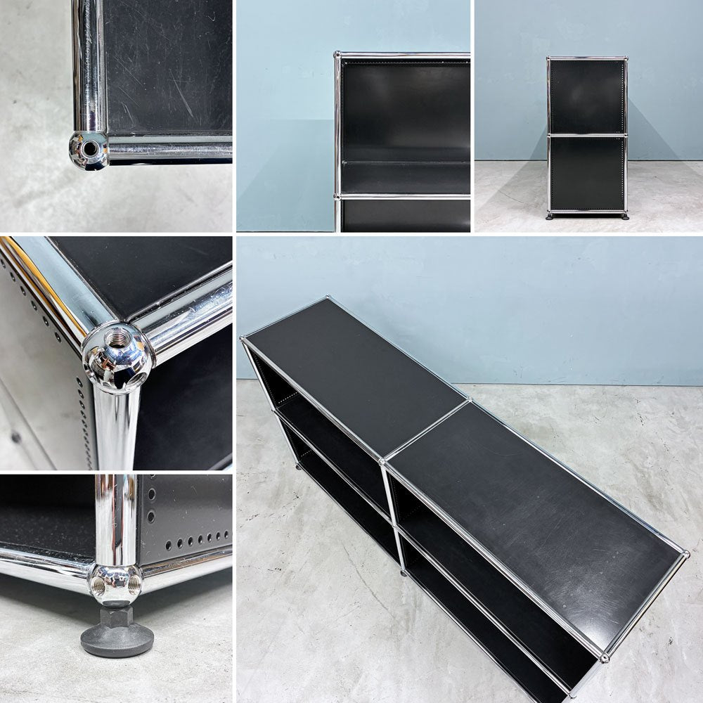 ユーエスエムハラー USM Haller モジュラーファニチャー ハラーシステム 2列2段 ブックシェルフ キャビネット グラファイトブラック ◎