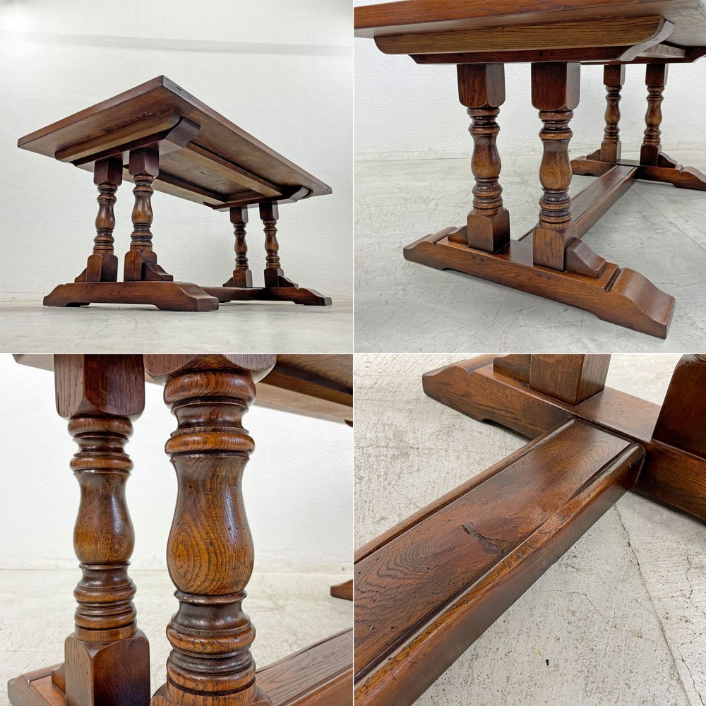 ロイズ・アンティークス Lloyd's Antiques リプロダクションシリーズ ビッグオークダイニングテーブル ツインピラー オーク無垢材 英国家具 〓