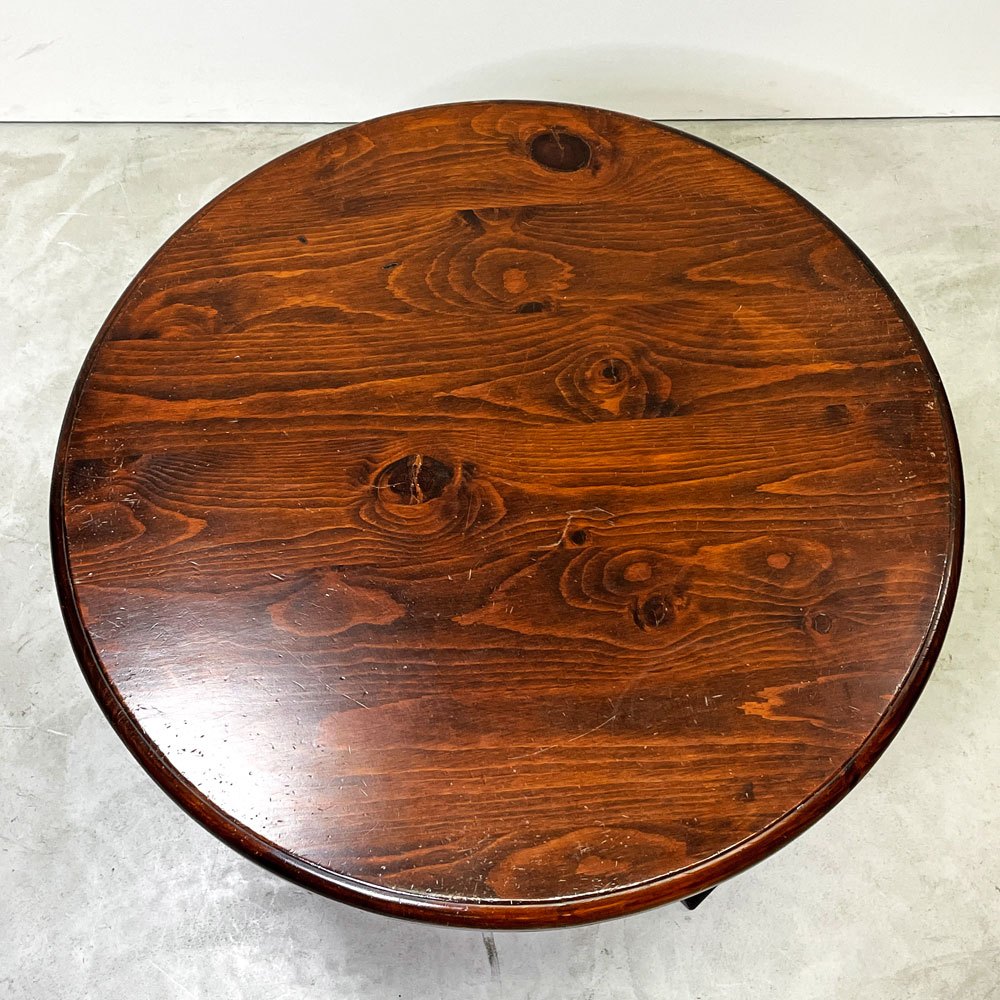 クラシカルデザイン Classical Design ダイニングテーブル ラウンド Φ90cm 木製 ダークブラウン 一本脚 レトロ家具 ●