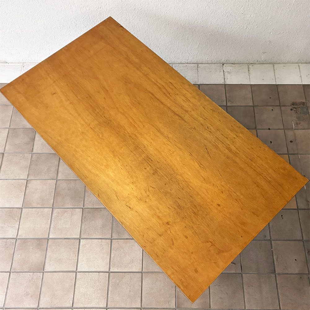 ジャパンビンテージ Japan Vintage チーク材 ワークテーブル ダイニングテーブル W150cm プライウッド クラフト 木味 古家具 ◇
