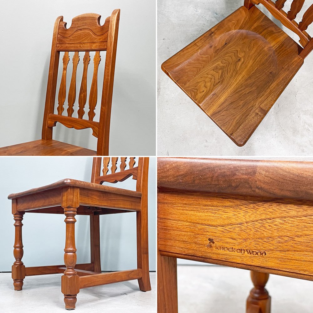 ノックオンウッド Knock on wood コロニアル ハイバックチェア1 ダイニングチェア ウォールナット無垢材 クラシカルデザイン A ◎