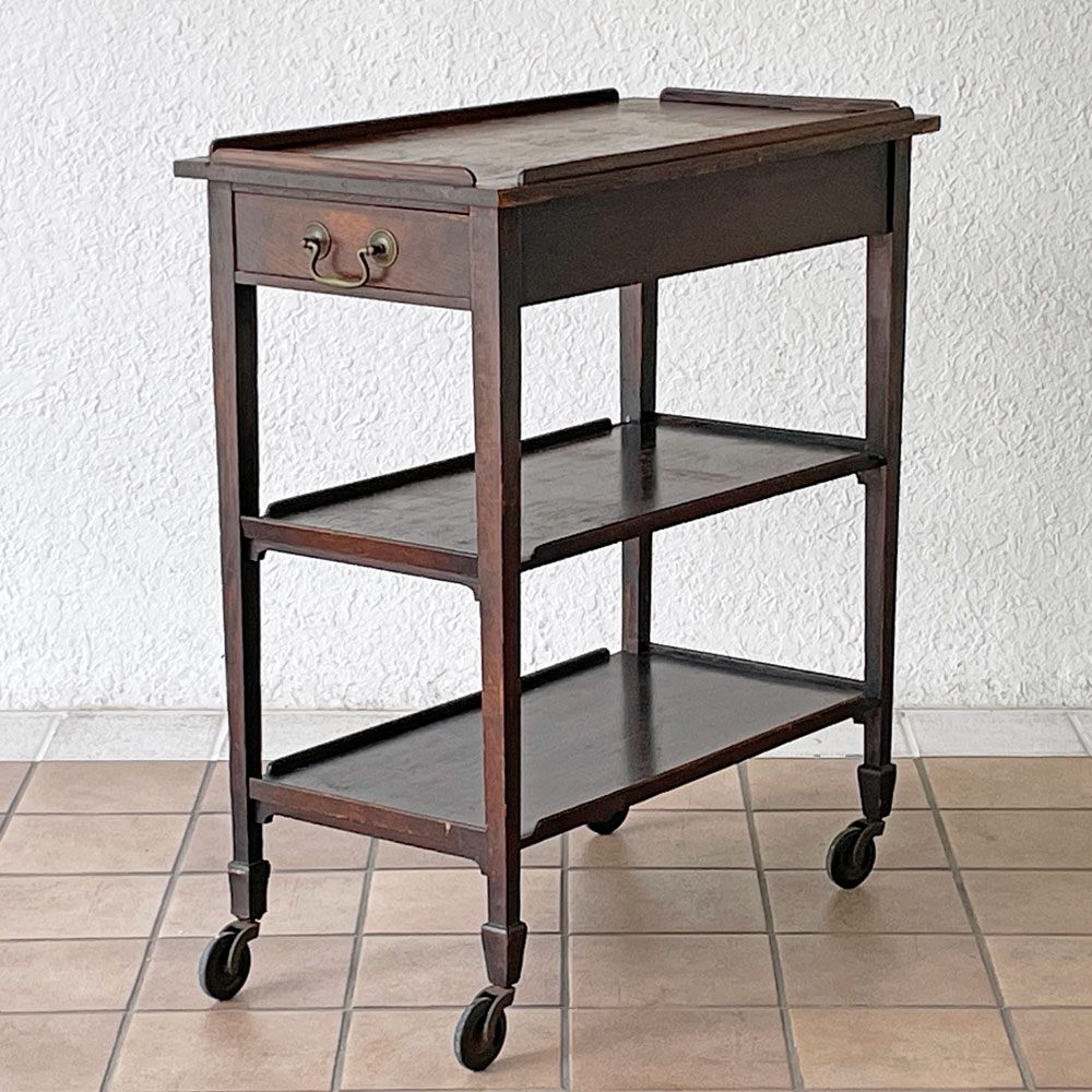 UKビンテージ Vintage オーク材 トロリー キッチンワゴン 1ドロワー 英国家具 アンティーク Antique ◇