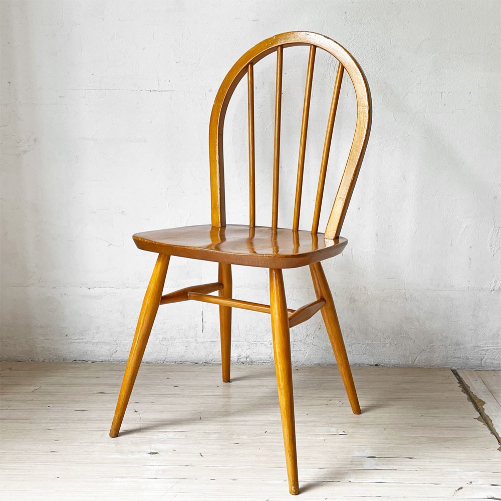 アーコール Ercol フープバックチェア ダイニングチェア スポークバック エルム材 UKビンテージ 英国家具 ★