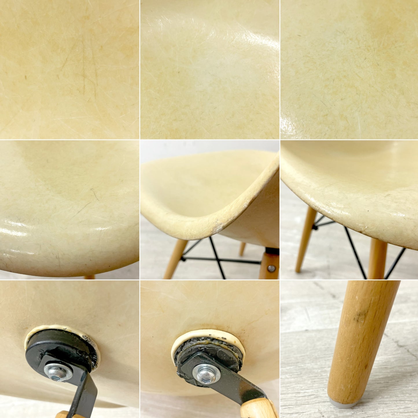 ハーマンミラー Herman Miller サイドシェルチェア セカンド 2nd FRP パーチメント ドゥエルレッグ イームズ ミッドセンチュリー ●