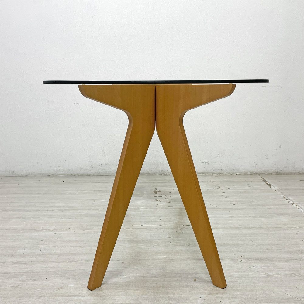 イーアンドワイ E&Y ペガサス ダイニングテーブル PEGASUS DINING TABLE Sサイズ W140cm ガラストップ ビーチ材 ナチュラル 定価￥154,000- ●