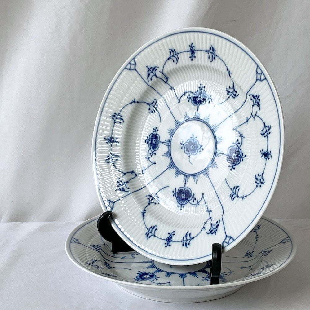 ロイヤルコペンハーゲン ROYAL COPENHAGEN ブルーフルーテッド プレイン Blue Fluted Plain プレート 25cm 2枚入り 箱付 未使用品 ◇