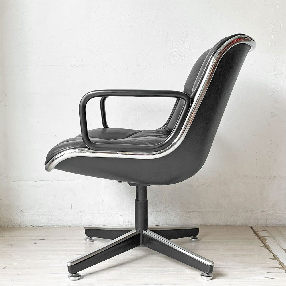 ノル Knoll ポロックチェア Pollock Chair エグゼクティブチェア デスクチェア 4本脚 グライズ仕様 レザー 本革 チャールズ・ポロック Charles Pollock ビンテージ ★