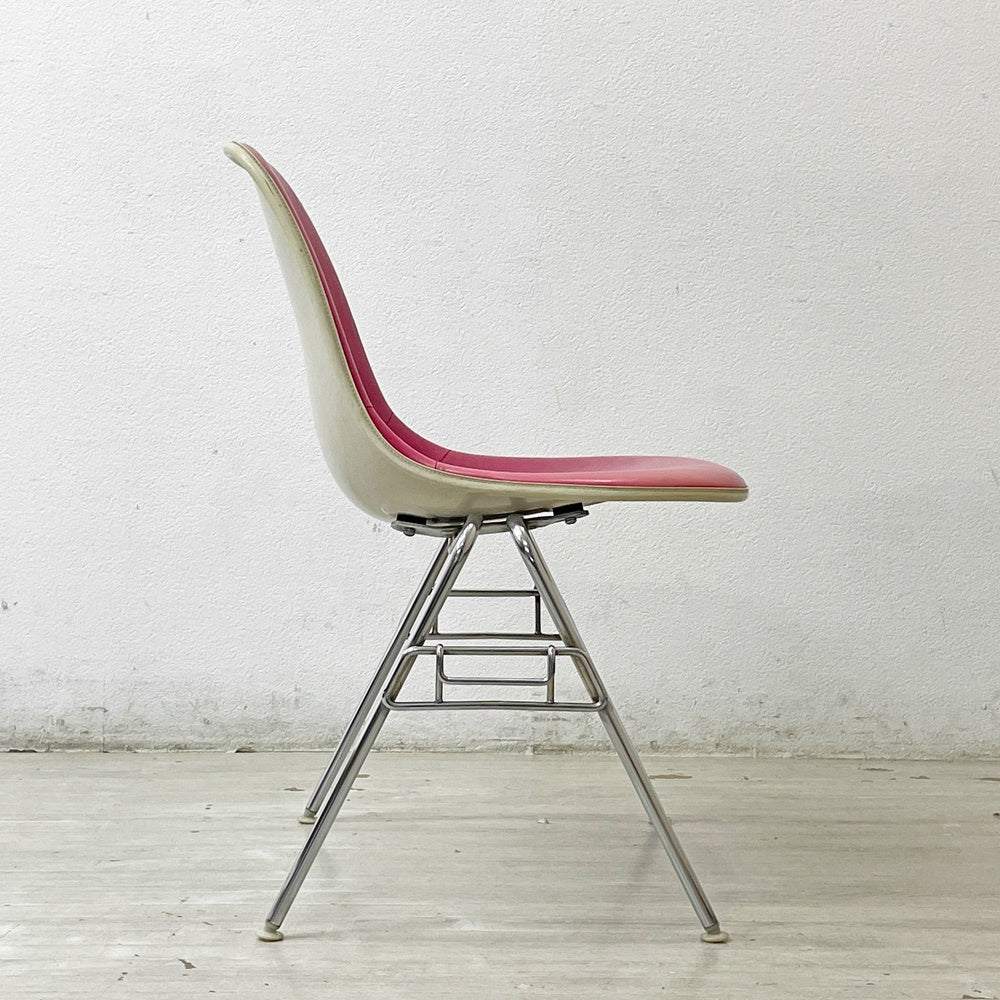 ハーマンミラー Herman Miller サイドシェルチェア サード 3rdビンテージ PVCレザー FRP製 スタッキングベース イームズ C ●