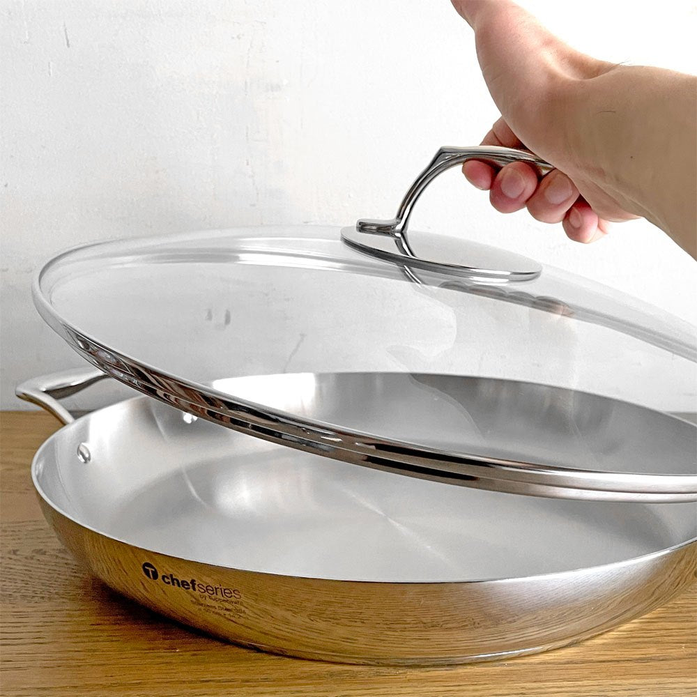 タッパーウェア Tupperware シェフシリーズ Chef Series パエリアパン Paella pan 36cm ガラス蓋付 ステンレス 日本未発売品 ■