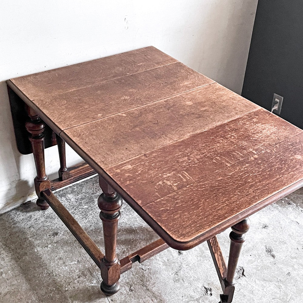 UKビンテージ UK Vintage オーク無垢材 ゲートレッグ テーブル ダイニングテーブル ドロップリーフ バタフライ 英国家具 アンティーク ■