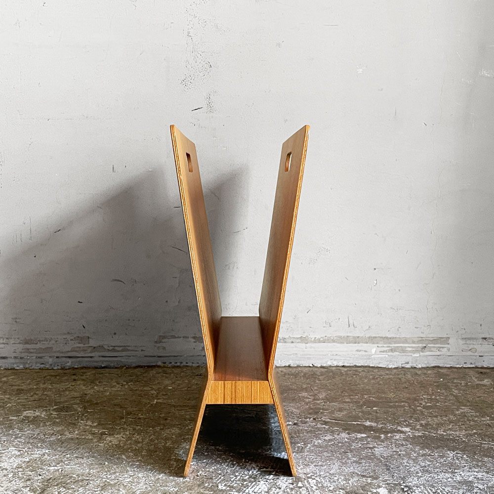 サイトーウッド SAITO WOOD プライウッド マガジンラック チークグレイン アユース材 ハンドル付き W44cm 廃番モデル ■
