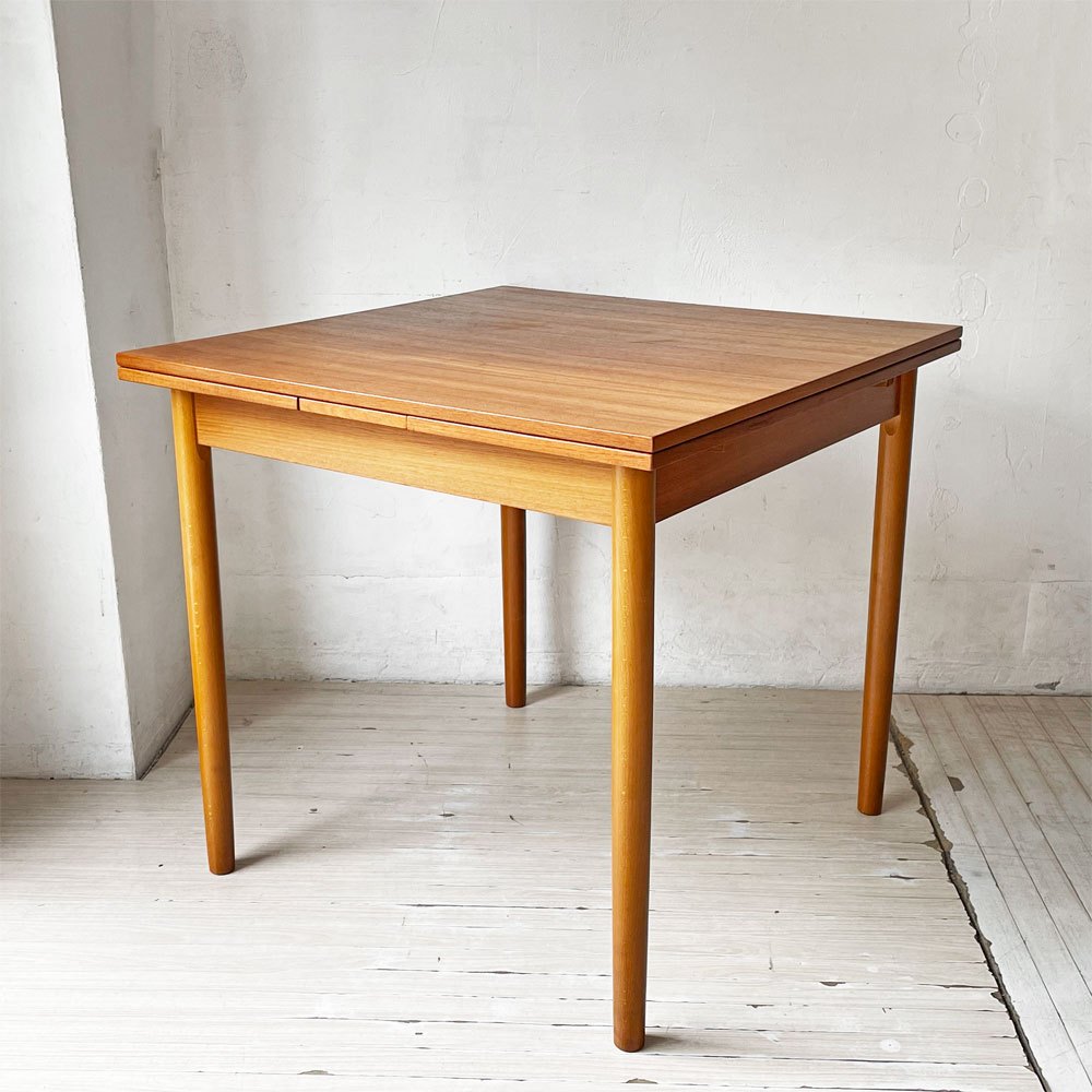 北欧ビンテージ Danish Vintage チーク材 エクステンション ダイニングテーブル ドローリーフ式 伸長式 ★