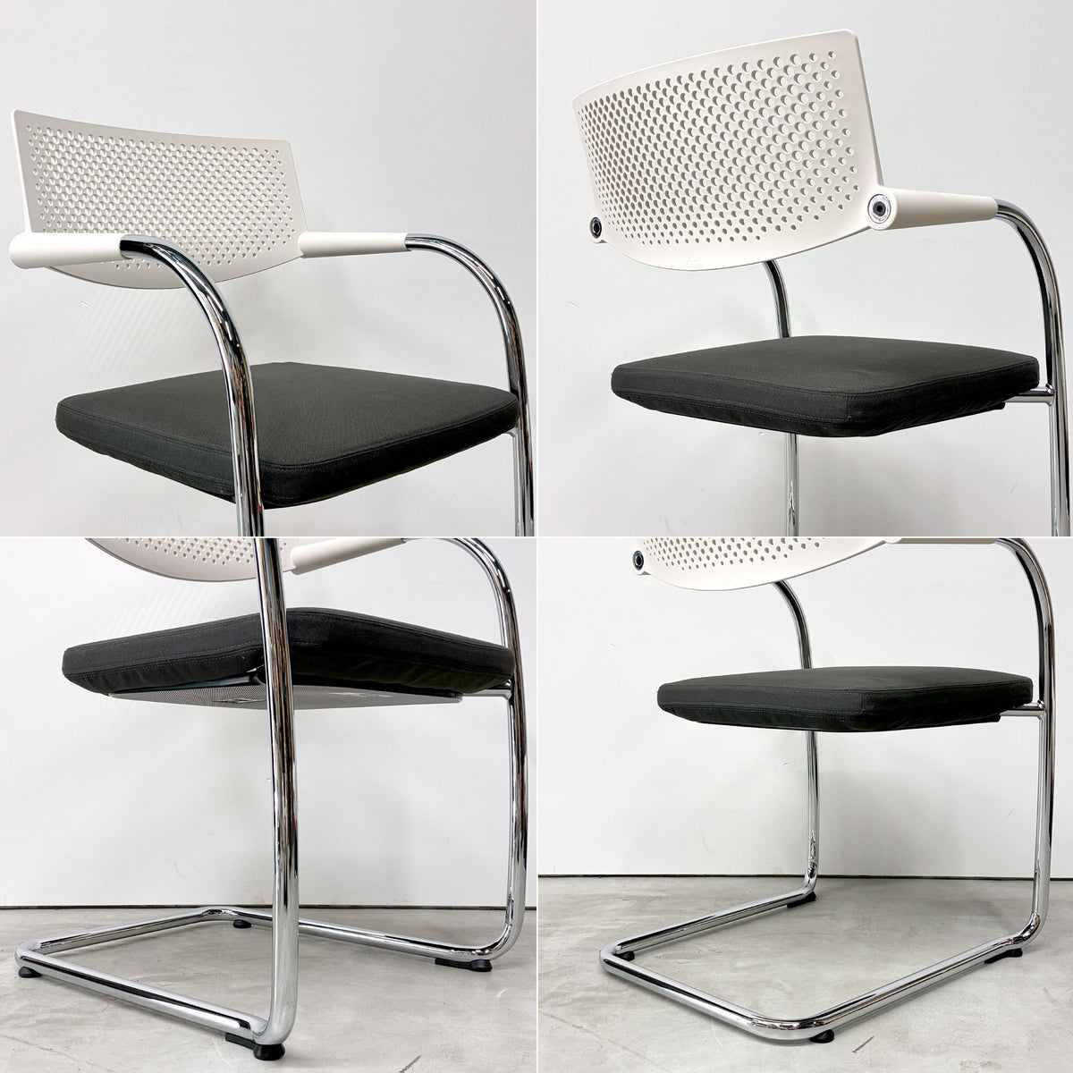 ヴィトラ vitra ビザビ2 Visavis2 アームチェア デスクチェア ホワイト/グレー系 カンティレバー スタッキング可能 アントニオ・チッテリオ A ◎