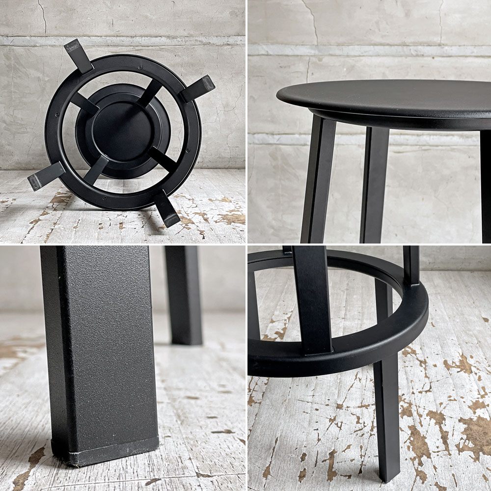 ヘイ HAY リボルバー バースツール ロー REVOLVER BAR STOOL LOW H76cm ブラック 回転式座面 レオン・ランズメイヤー デンマーク 定価¥51,700- A ♪