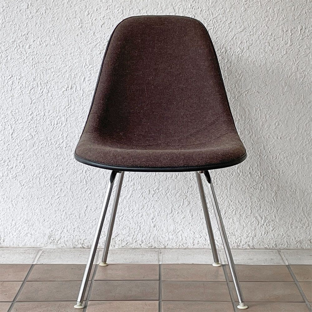 ハーマンミラー Herman Miller サイドシェルチェア MFS製 FRP アプホルスター ファブリック Hベース イームズ ビンテージ 張替え済 ◇