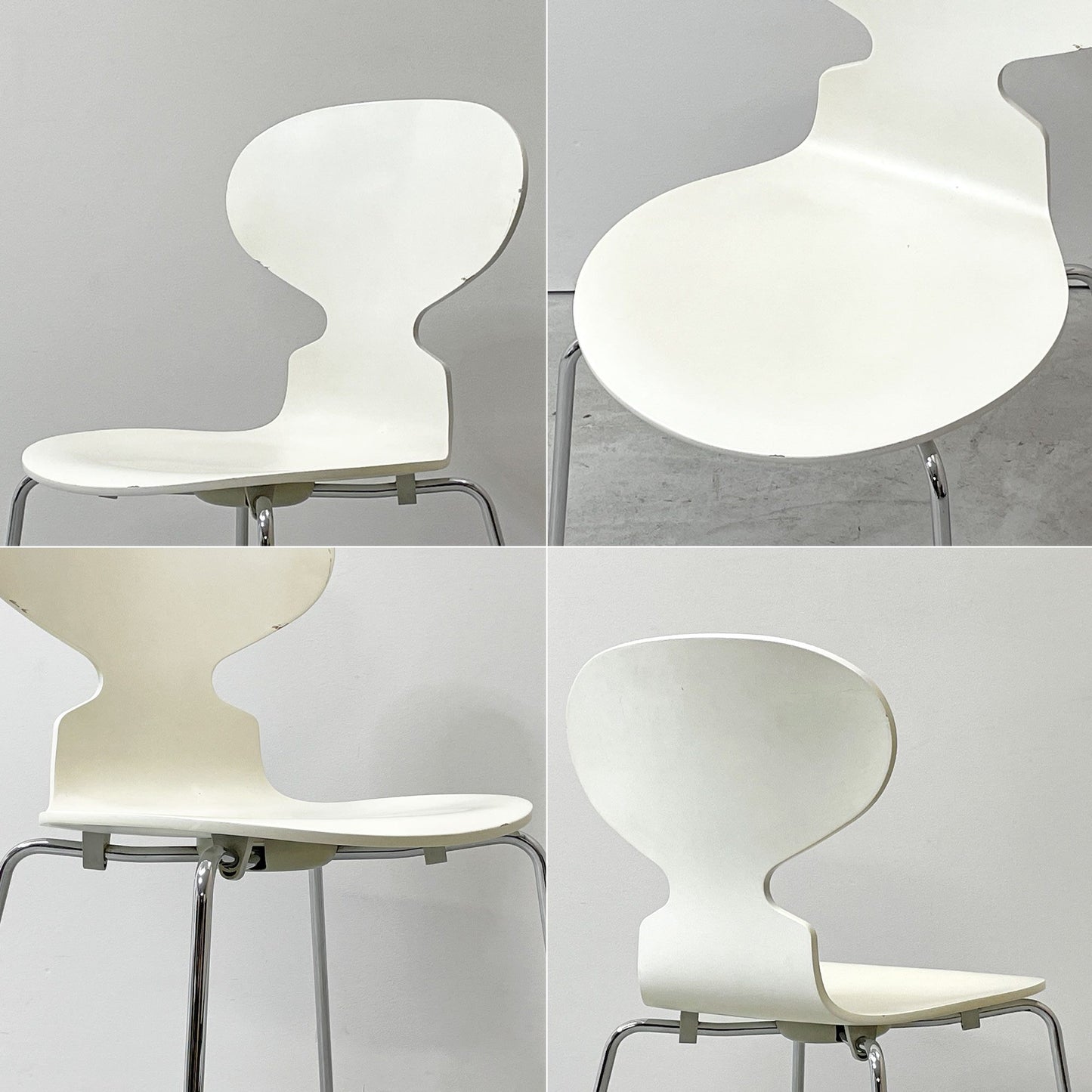 フリッツハンセン Fritz Hansen アントチェア ANT CHAIR アリンコチェア 4本脚 ホワイト ラッカー アルネ・ヤコブセン デンマーク 北欧家具 A ●