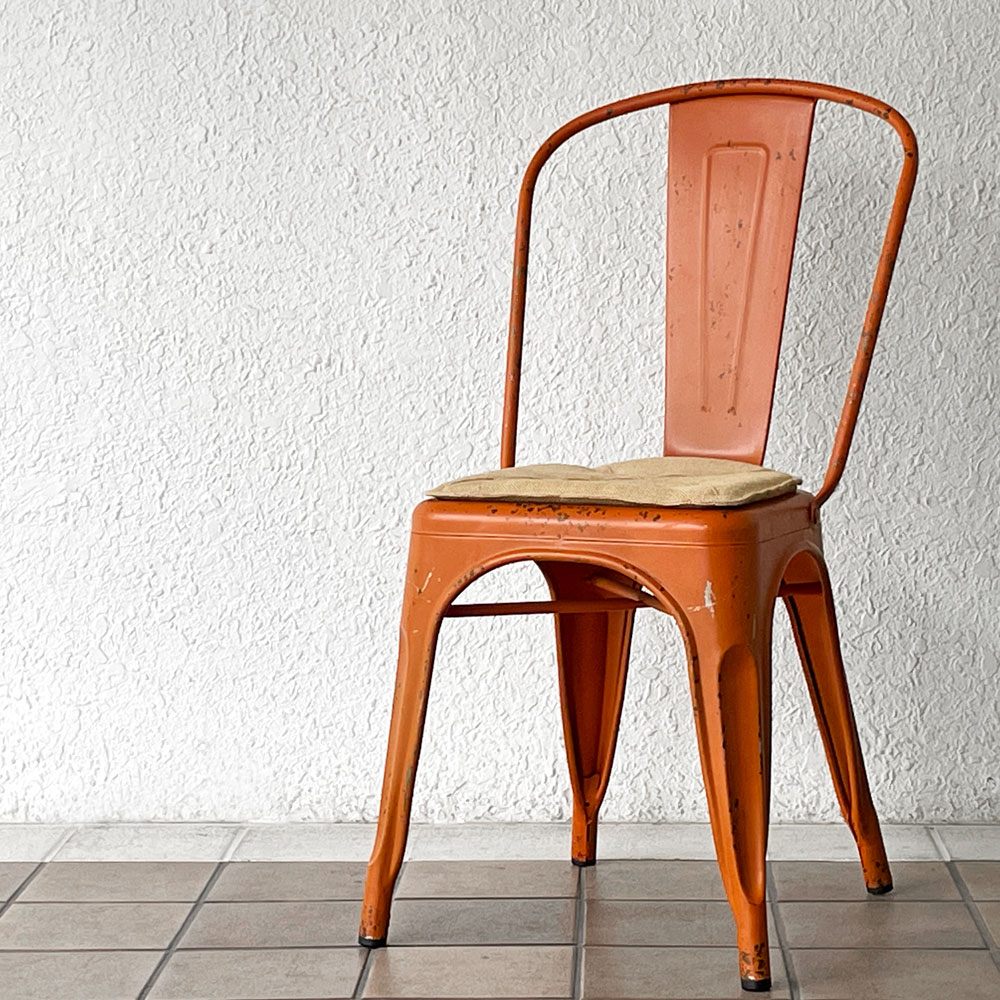 クラッシュゲート CRASHGATE ノットアンティークス Knot Antiques グレッグ2 GREG II ダイニングチェア スタッキング仕様 シートクッション付き ビンテージスタイル オレンジ ◇