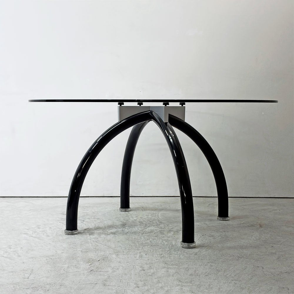 ノル Knoll スパイダー Spider Table ラウンドテーブル ガラストップ Φ135cm エットレ・ソットサス ポストモダン イタリア ●