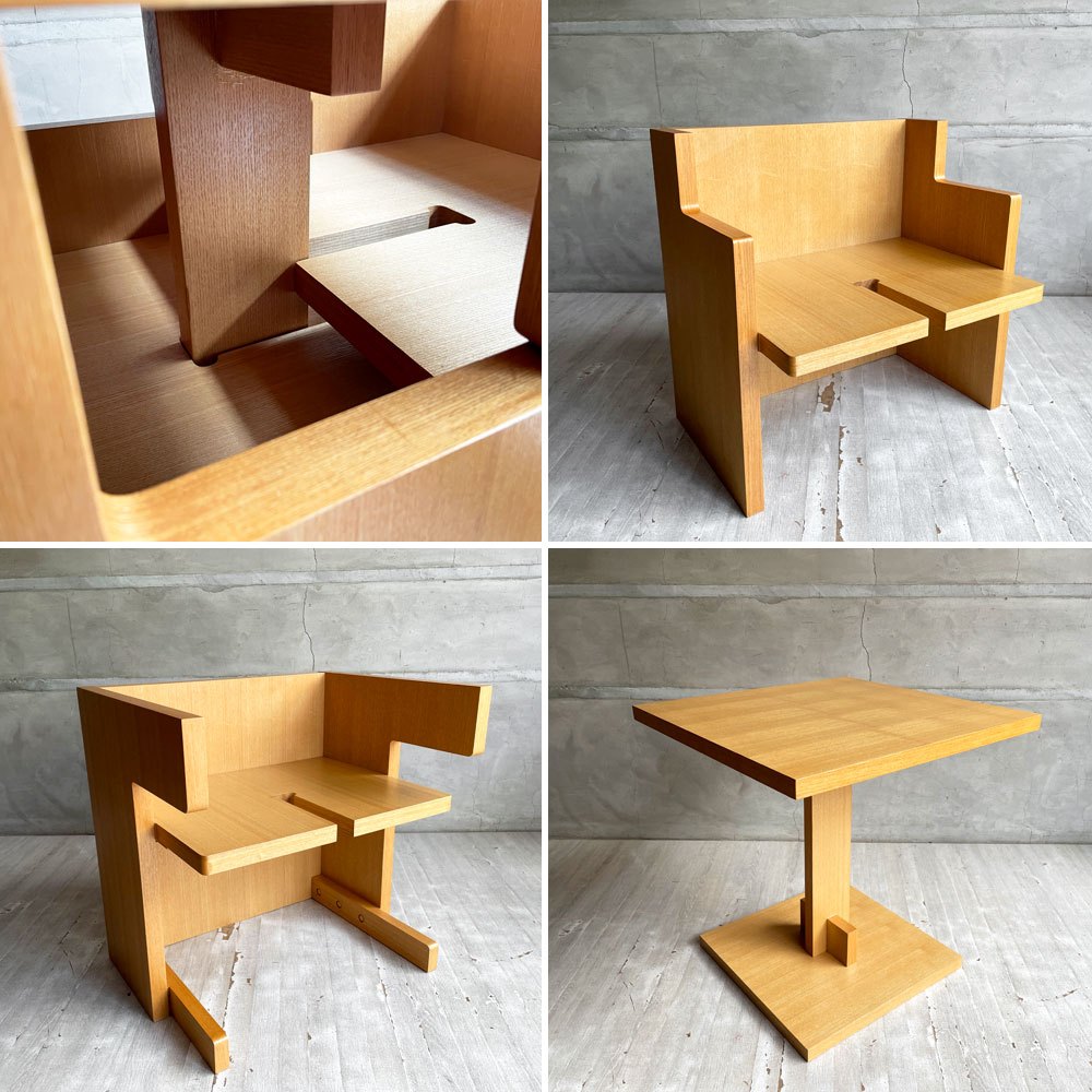 デリバリーワークス Delivery Works キューブスタイル Cube Style テーブル＆チェア セット タモ材 スクエア キューブ 廃番希少♪