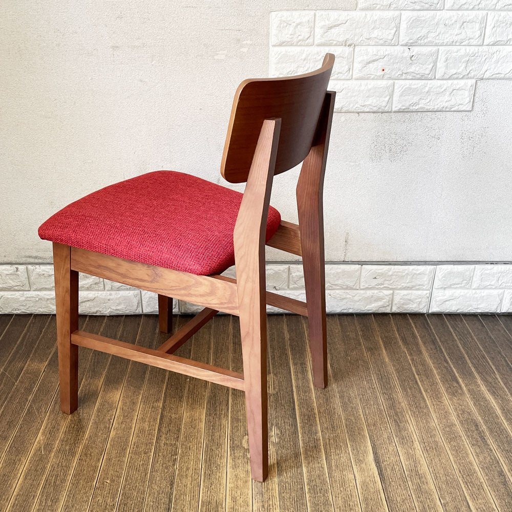 フランフラン Francfranc コムンチェア COMUN CHAIR ダイニングチェア アッシュ材 レッド ファブリックシート 北欧スタイル 廃番 ◎