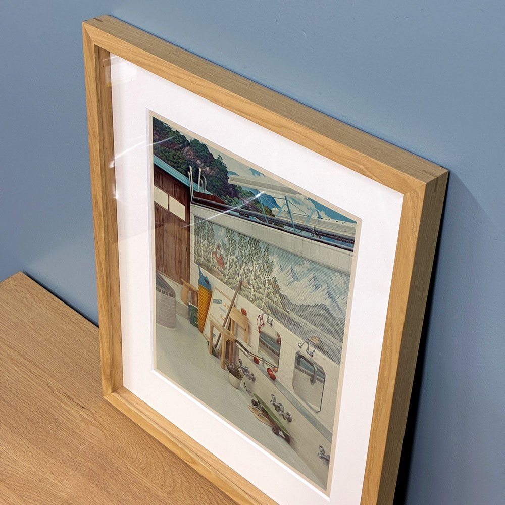 横浪修 写真作品 カリモク木製フレーム 額装品 銭湯 壁掛け 美品 ◎