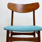 デンマークビンテージ Danish Vintage オーク材 ダイニングチェア ファブリック座面 スカイブルー 北欧家具 ●
