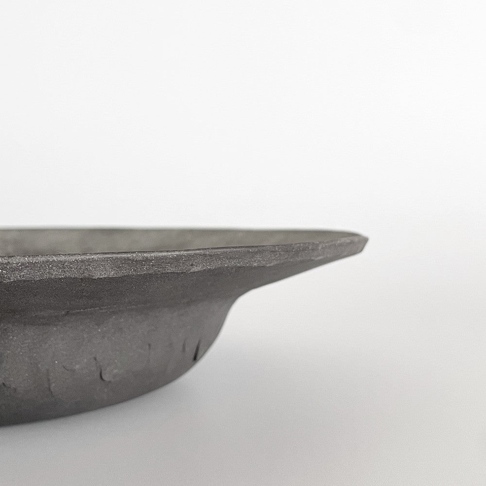 吉田次朗 リムボウル スープ皿 深皿 ホワイトグレー Lサイズ Φ26cm 陶器 現代作家 ■